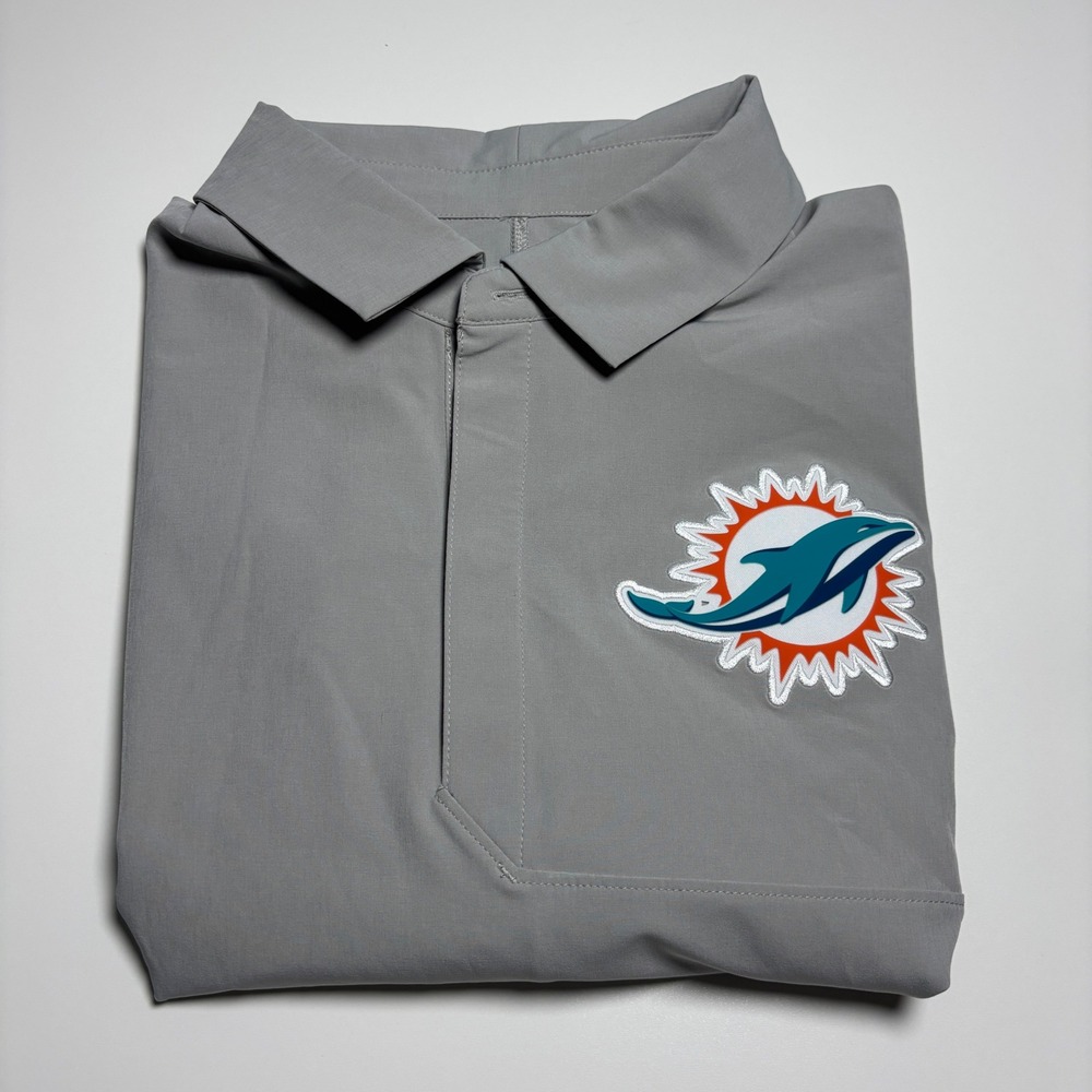 Miami Dolphins Nike Dri Fit Mens‎ L Team Issued Polo Shirt Gray NFL On Field - Picture 2 of 9